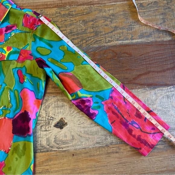 Choice Woman Blazer size Large floral colorful sequins - Picture 10 of 11